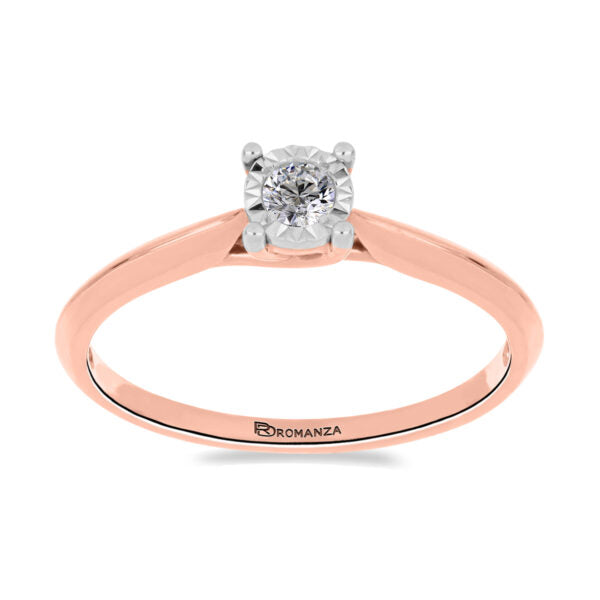 Anillo Solitario de Diamante en Oro Rosa 14K (.10Q)