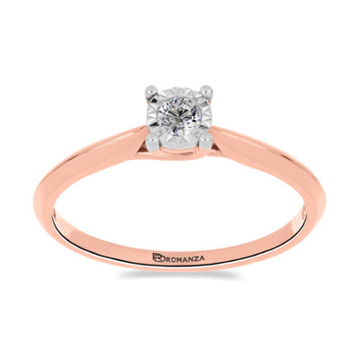 Anillo Solitario de Diamante en Oro Rosa 14K (.10Q)