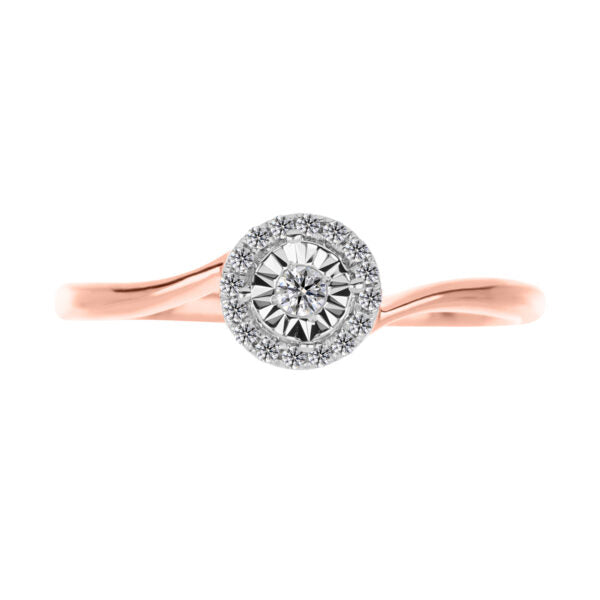 Anillo de Diamantes en Oro Rosa 14K (.10Q)