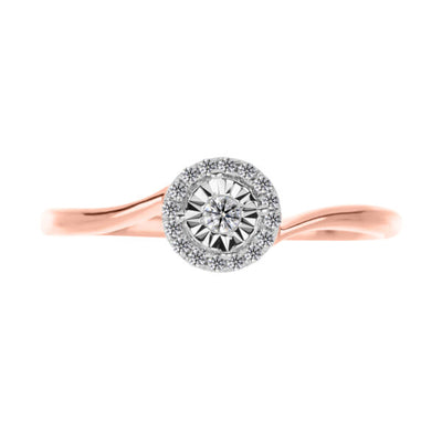 Anillo de Diamantes en Oro Rosa 14K (.10Q)