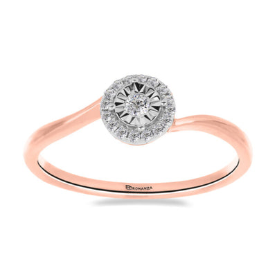 Anillo de Diamantes en Oro Rosa 14K (.10Q)