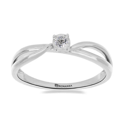 Anillo Solitario de Diamantes en Oro Blanco 14K (.05Q)