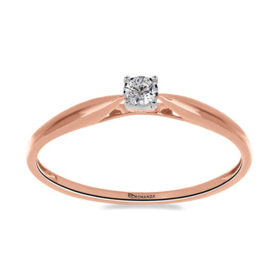 Anillo Solitario de Diamantes en Oro Rosa 14K (.06Q)