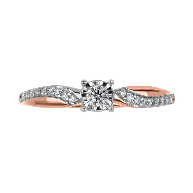 Anillo Solitario Ilusión Diamante Oro Rosa/Blanco 14K (.27Q)