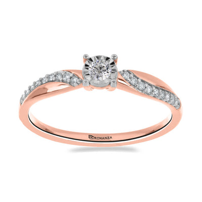 Anillo Solitario Ilusión Diamante Oro Rosa/Blanco 14K (.27Q)