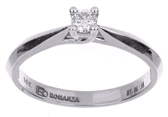 Anillo Solitario de Diamante en Oro Blanco 14K (.15Q)