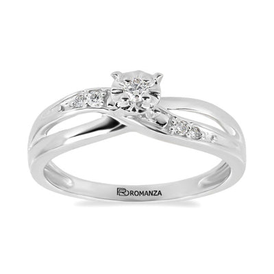 Anillo Solitario de Diamantes en Oro Blanco 14K (.10Q)