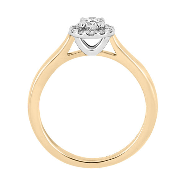 Anillo Solitario Oro Amarillo 14K Central (.25Q) y Rod. (.12Q)