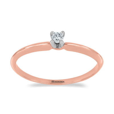 Anillo Solitario de Diamante en Oro Rosa 14K (.06Q)