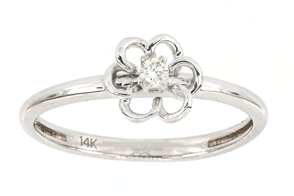 Anillo Solitario de Diamantes en Oro Blanco 14K (.05Q)