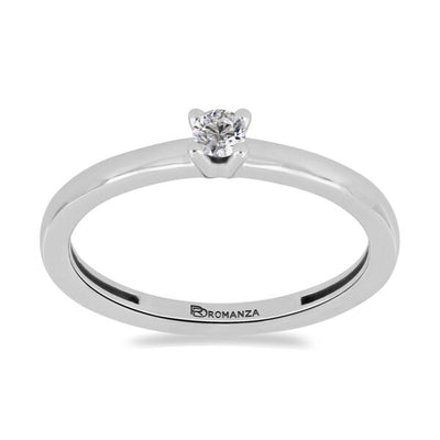 Anillo Solitario de Diamante en Oro Blanco 14K con Diamantes de .10Q