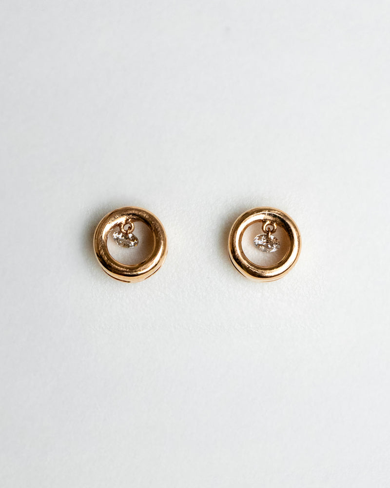 Arete para dama con diamante con montadura de 0.17Q en oro rosa de 14K