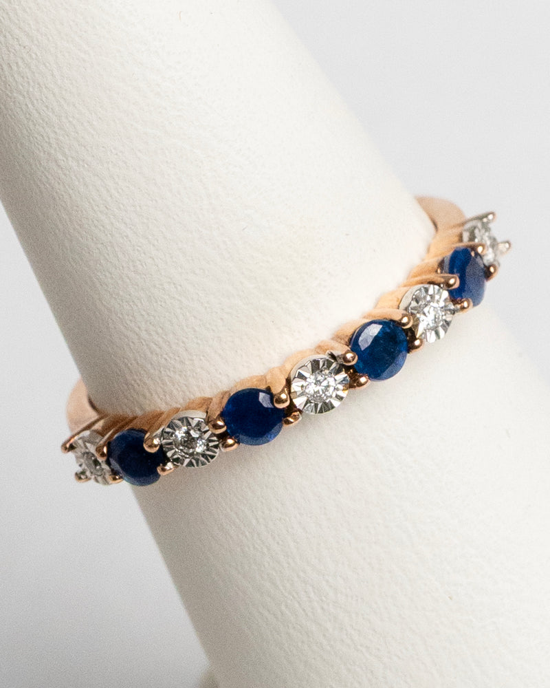 Churumbela de diamantes con zafiro en oro rosa de 14K con 0.22Q de zafiro y 0.04Q de diamante