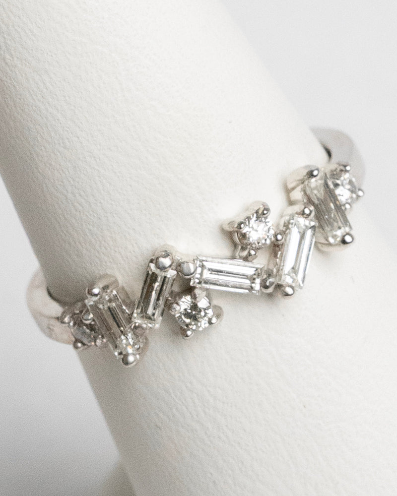 Churumbela de diamantes de baguette y redondo en oro blanco de 14K con 0.47Q