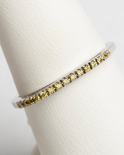 Churumbela irregular de diamantes fashion amarillos en oro blanco de 14K con 010Q de diamantes