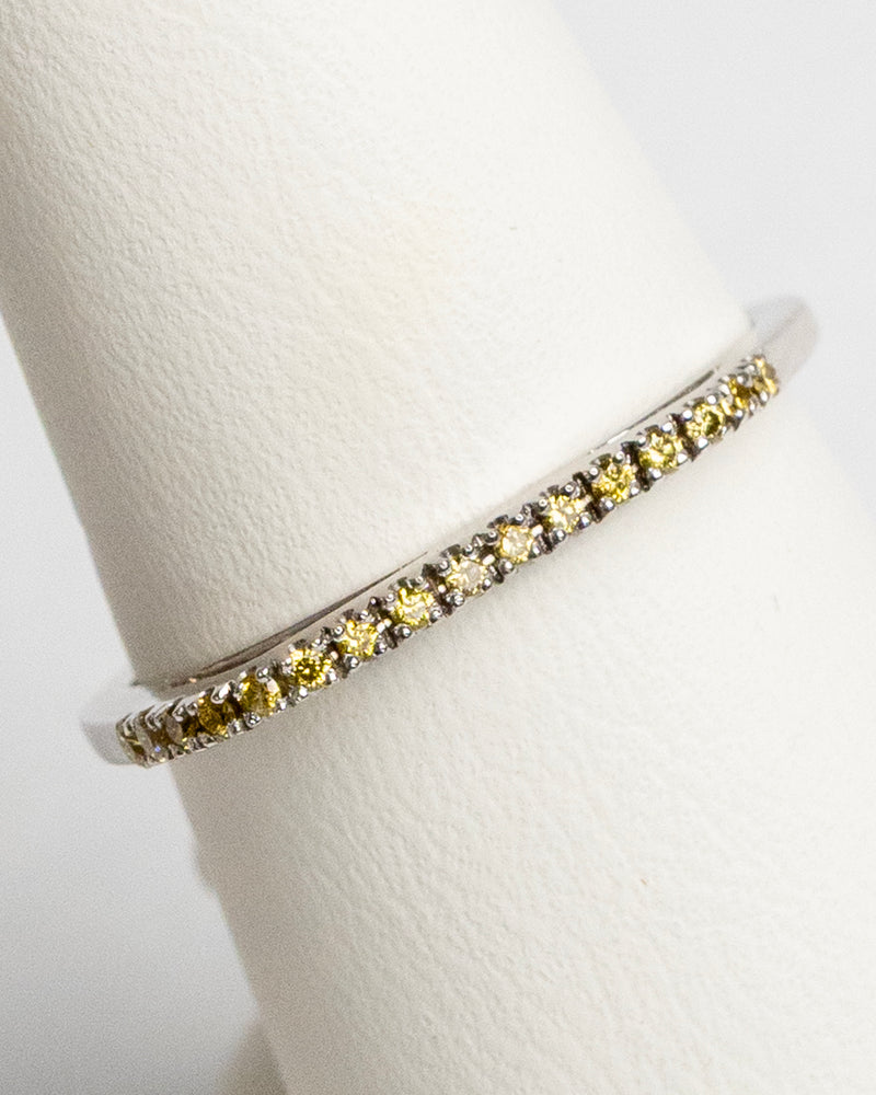 Churumbela irregular de diamantes fashion amarillos en oro blanco de 14K con 010Q de diamantes