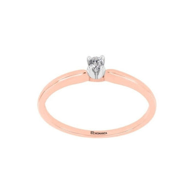 Anillo Solitario Con 0.06q De Diamante En Oro Rosa De 14k