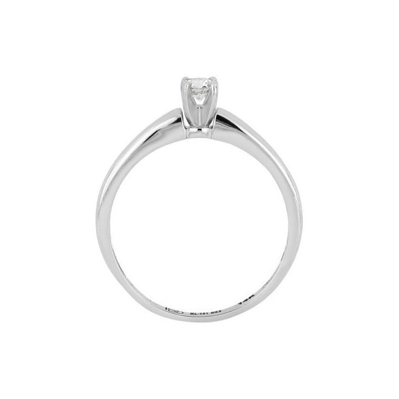 Anillo Solitario Con 0.15q De Diamante En Oro Blanco De 14k