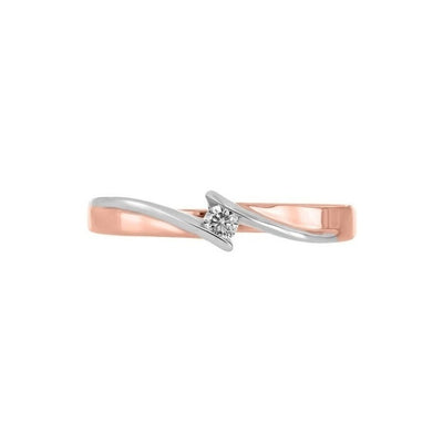 Solitario Con 0.06q De Diamante En Oro Blanco Y Rosa De 14k