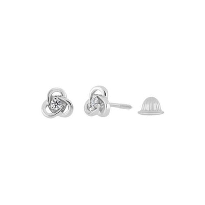 Aretes Con 0.05 Quilates De Diamante En Oro Blanco De 14k