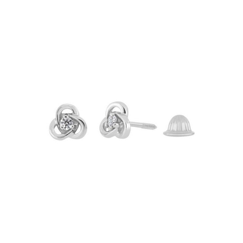 Aretes Con 0.05 Quilates De Diamante En Oro Blanco De 14k