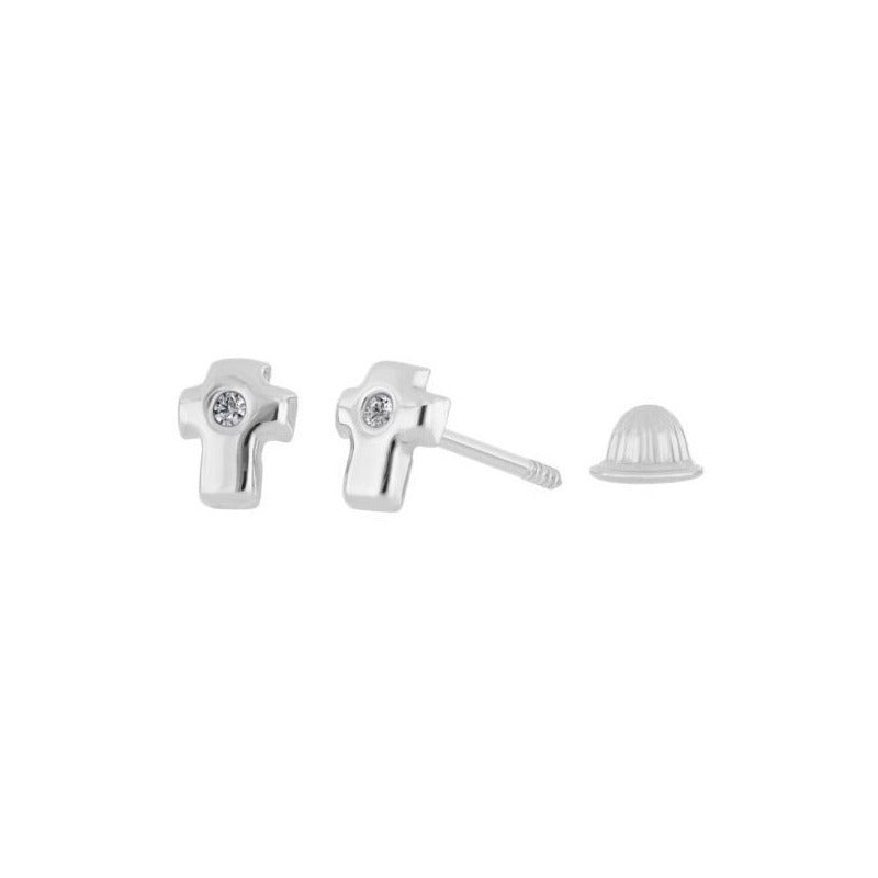 Aretes Con 0.02 Quilates De Diamante En Oro Blanco De 14k