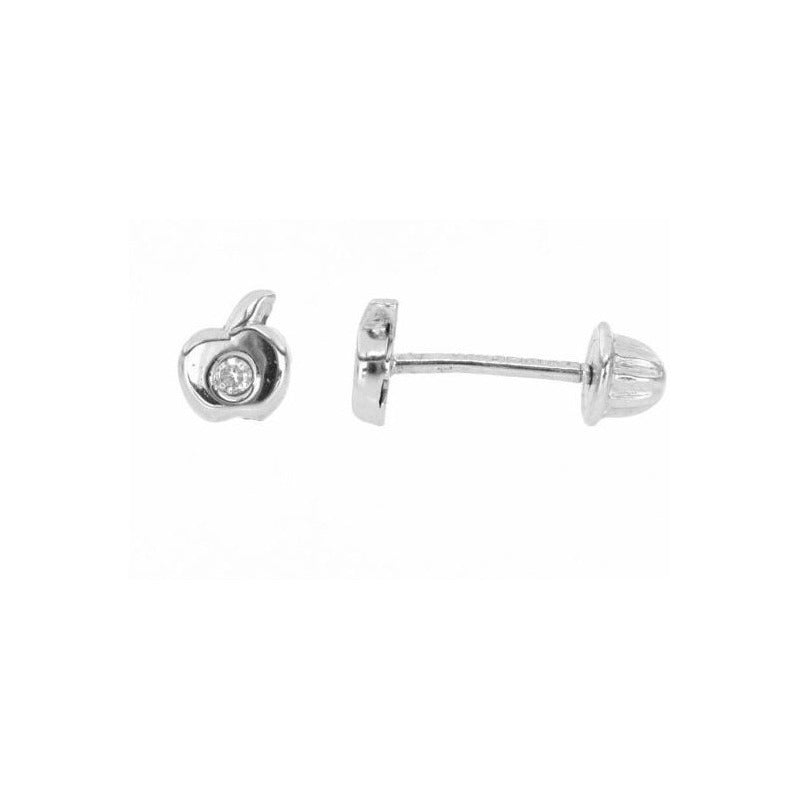 Aretes Con 0.02 Quilates De Diamante En Oro Blanco De 14k