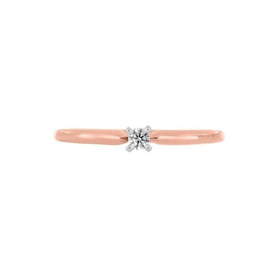 Anillo Solitario Con 0.06q De Diamante En Oro Rosa De 14k