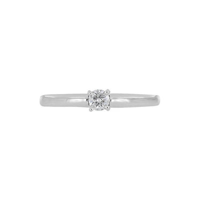Anillo Solitario Con 0.15q De Diamante En Oro Blanco De 14k