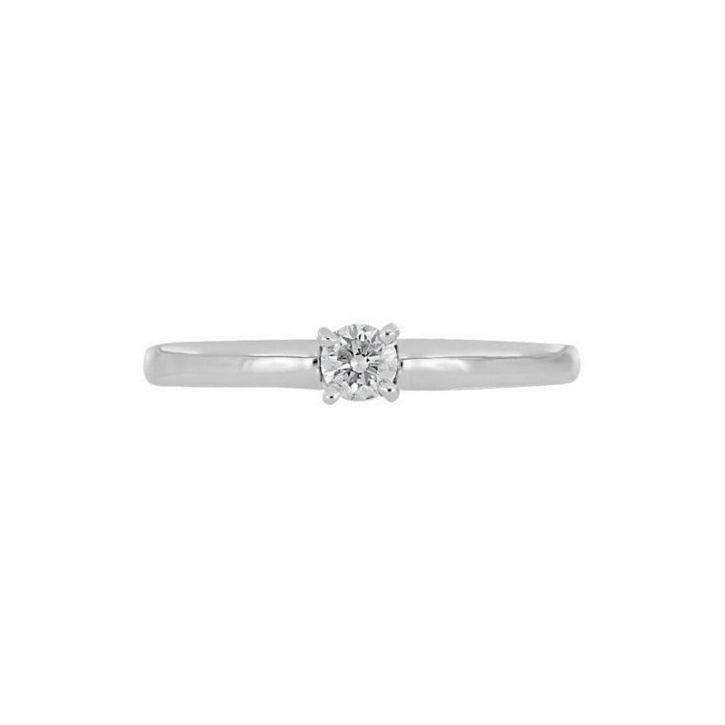 Anillo Solitario Con 0.15q De Diamante En Oro Blanco De 14k
