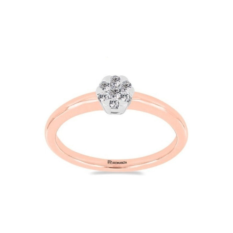 Anillo Solitario Con 0.17q De Diamante En Oro Rosa De 14k