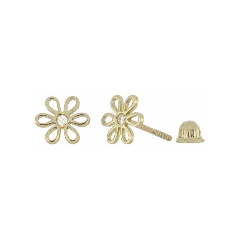 Aretes Con 0.02 Quilates De Diamante En Oro Amarillo De 14k