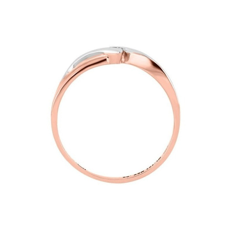 Solitario Con 0.06q De Diamante En Oro Blanco Y Rosa De 14k
