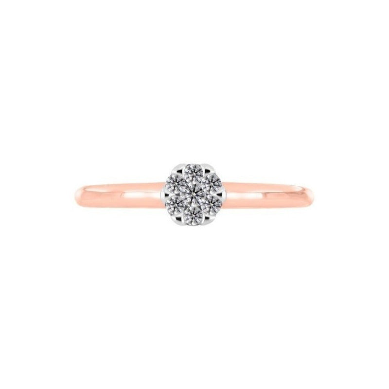 Anillo Solitario Con 0.17q De Diamante En Oro Rosa De 14k