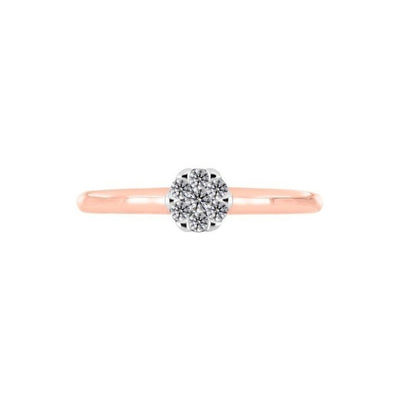 Anillo Solitario Con 0.17q De Diamante En Oro Rosa De 14k