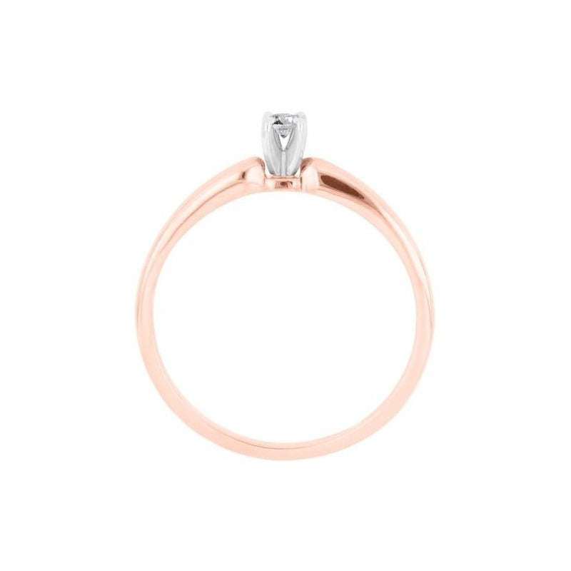 Anillo Solitario Con 0.06q De Diamante En Oro Rosa De 14k