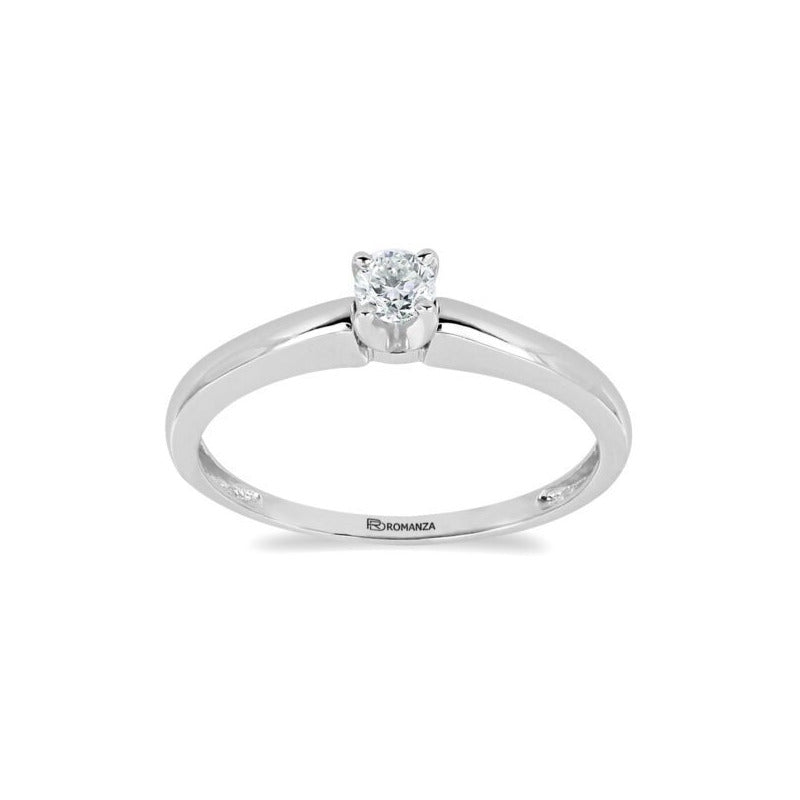 Anillo Solitario Con 0.15q De Diamante En Oro Blanco De 14k