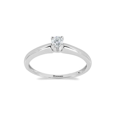 Anillo Solitario Con 0.15q De Diamante En Oro Blanco De 14k