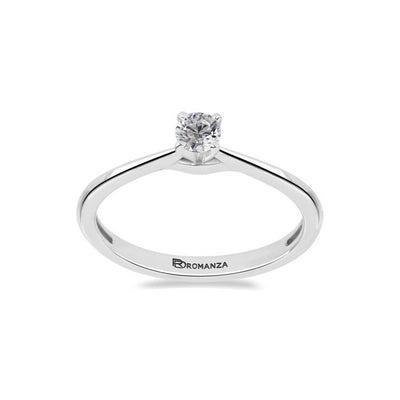 Anillo Solitario Con 0.20q De Diamante En Oro Blanco De 14k