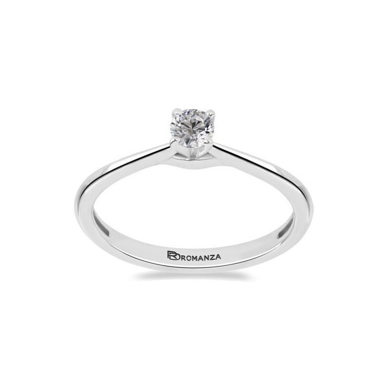 Anillo Solitario Con 0.20q De Diamante En Oro Blanco De 14k