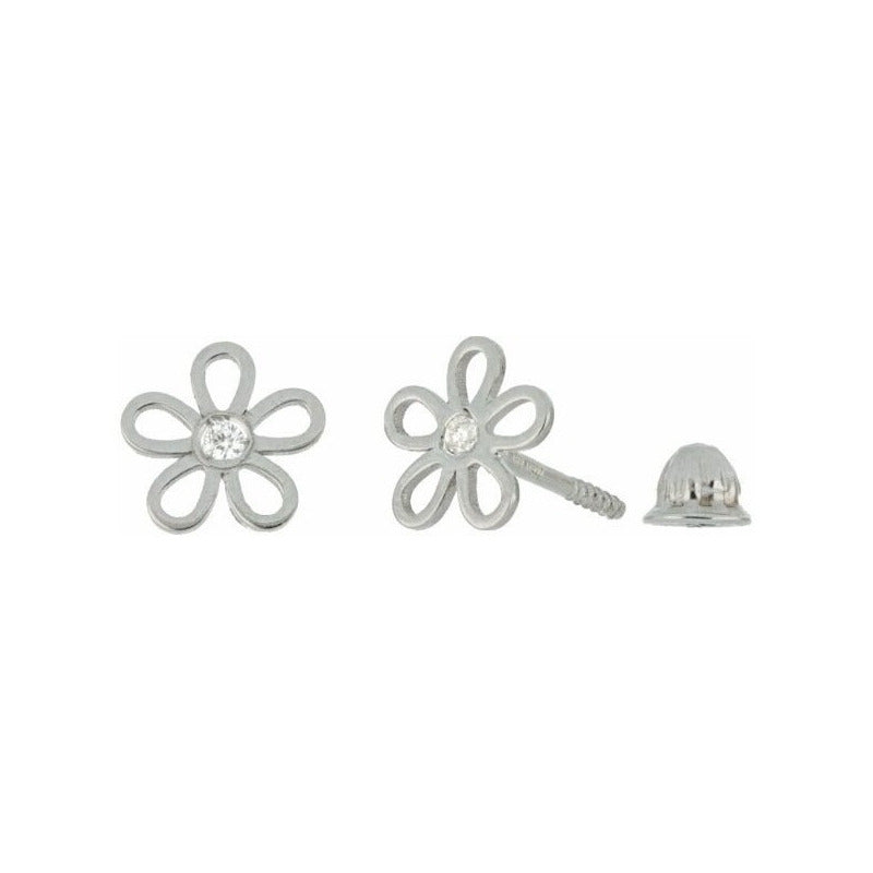 Aretes Con 0.02 Quilates De Diamante En Oro Blanco De 14k