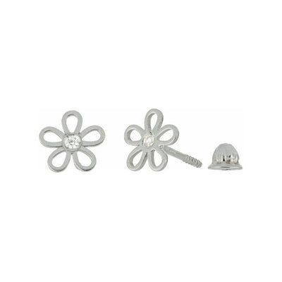 Aretes Con 0.02 Quilates De Diamante En Oro Blanco De 14k