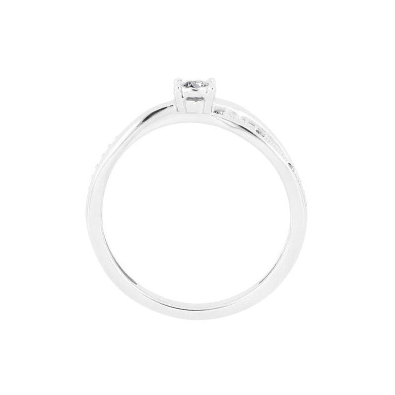 Anillo Solitario Con 0.10q De Diamante En Oro Blanco De 14k