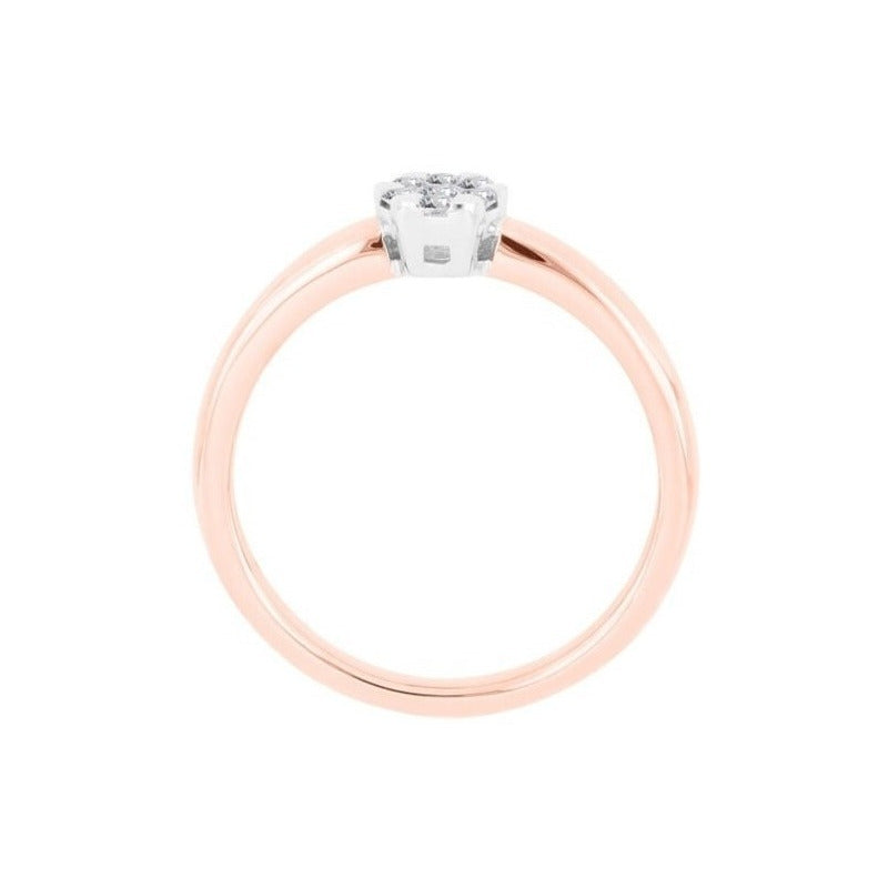Anillo Solitario Con 0.17q De Diamante En Oro Rosa De 14k